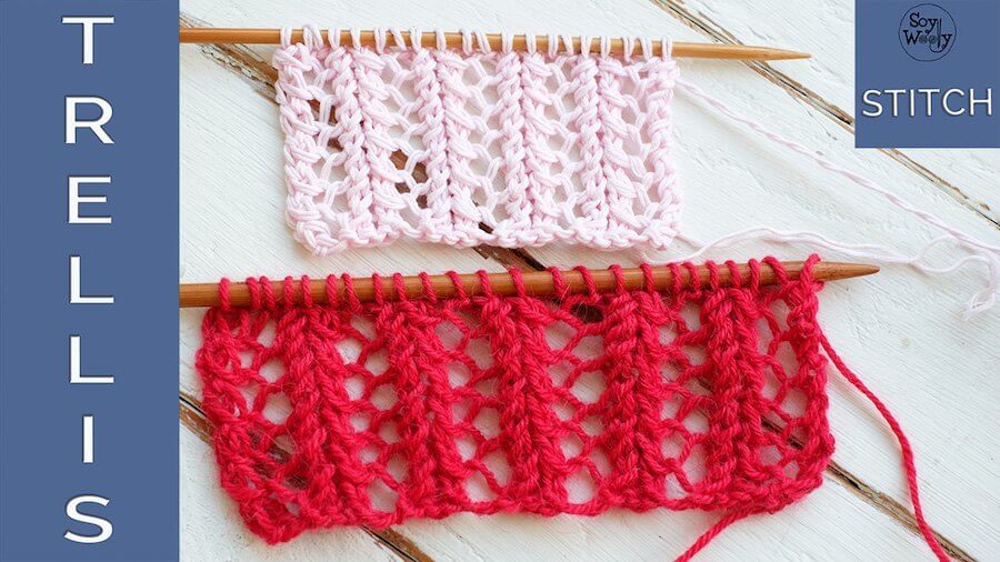 Trellis stitch learn to knit lace step by step