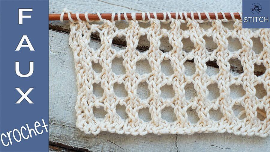 Faux Crochet knitting stitch pattern tutorial