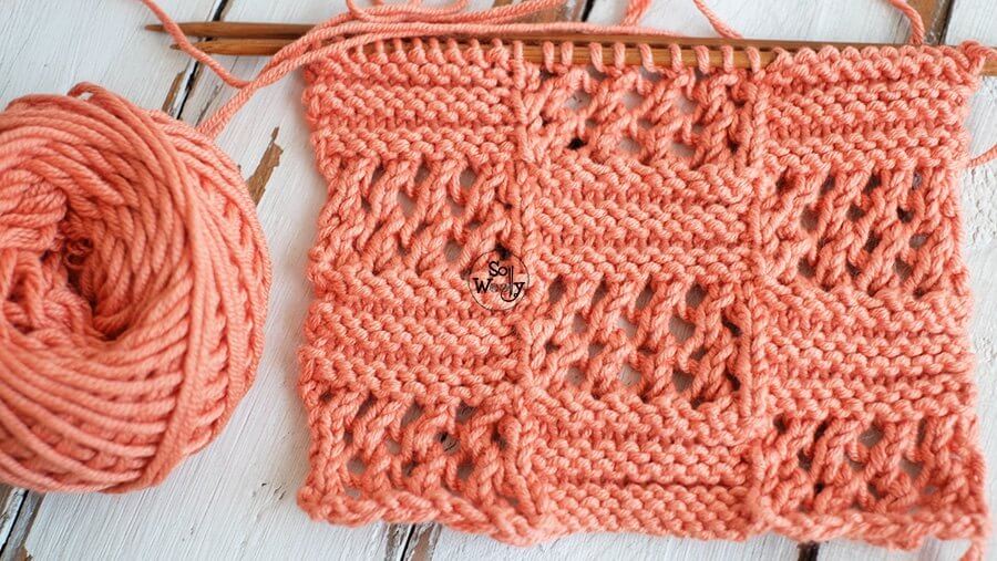 Knitting stitch pattern squares lace step by step