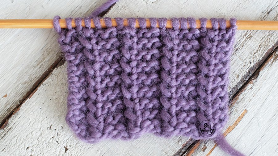 Reversible knitting stitch pattern in one row tutorial