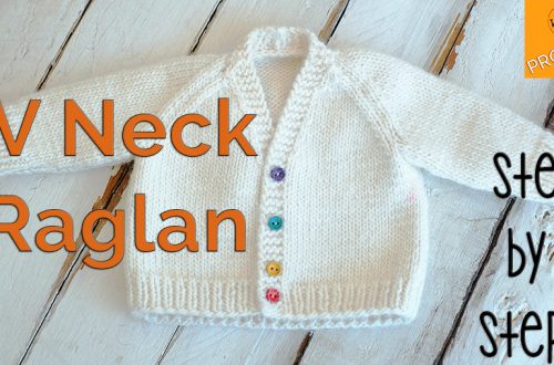 How to knit v neck raglan cardigan for beginners