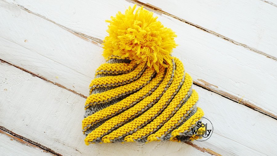 Spiral hat free knitting pattern and step by step tutorial