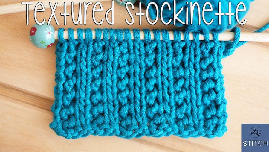 Textured Stockinette knitting stitch pattern: A style that doesn't roll up