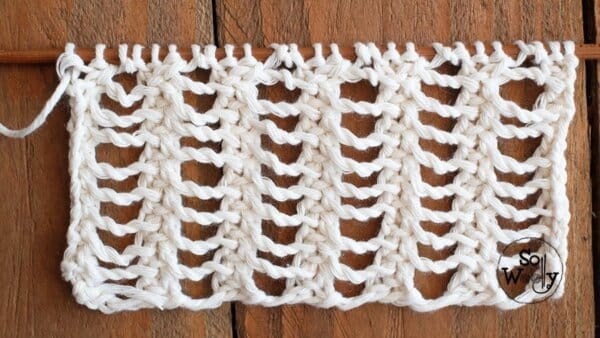 Double Lace Rib knitting stitch pattern: Two rows and three steps - So ...