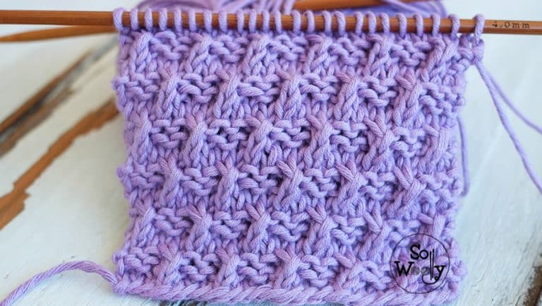 Crossed Check stitch knitting pattern (it doesn't curl!) So Woolly | So ...