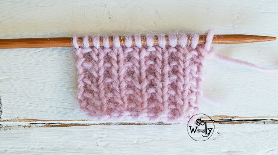 How to knit the Mock Rib stitch: An easy two-row repeat pattern, ideal for beginners.