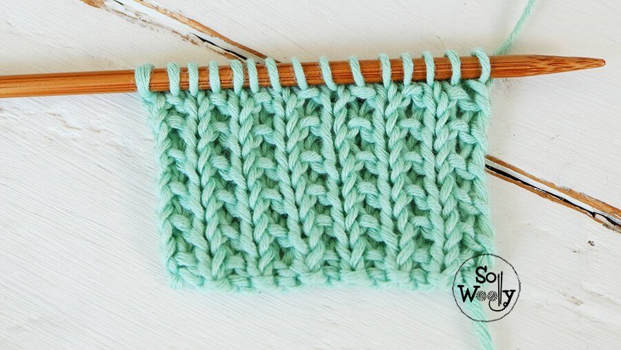 Mock Rib knitting stitch: A two-row repeat easy pattern - So