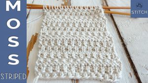 Striped Moss stitch knitting pattern and video tutorial