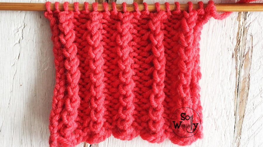 Easy lace rib knitting stitch pattern tutorial. So Woolly.