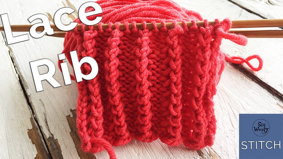 Lace rib knitting stitch pattern