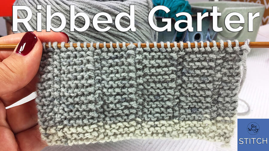 Ribbed Garter stitch a reversible one-row repeat knitting pattern