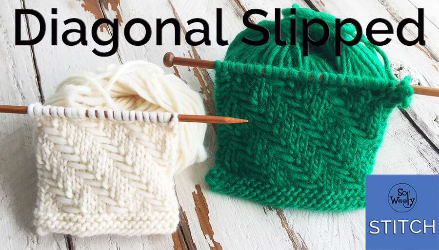 Diagonal Slipped stitch knitting pattern and tutorial