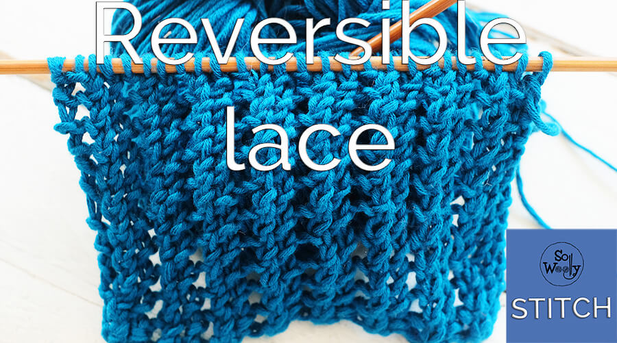 Two-row repeat reversible lace knitting pattern