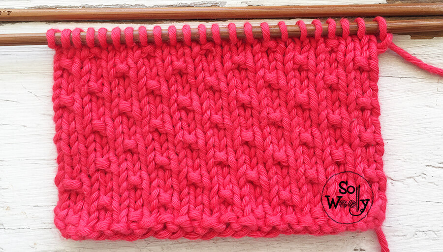Dot stitch knitting pattern and video tutorial step by step