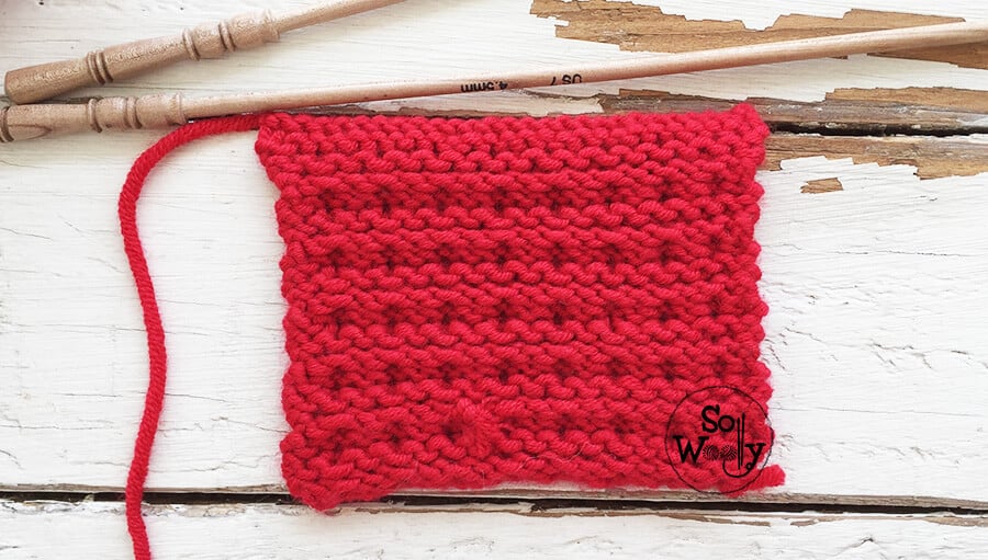 My version of the Waffle knitting stitch pattern - So Woolly