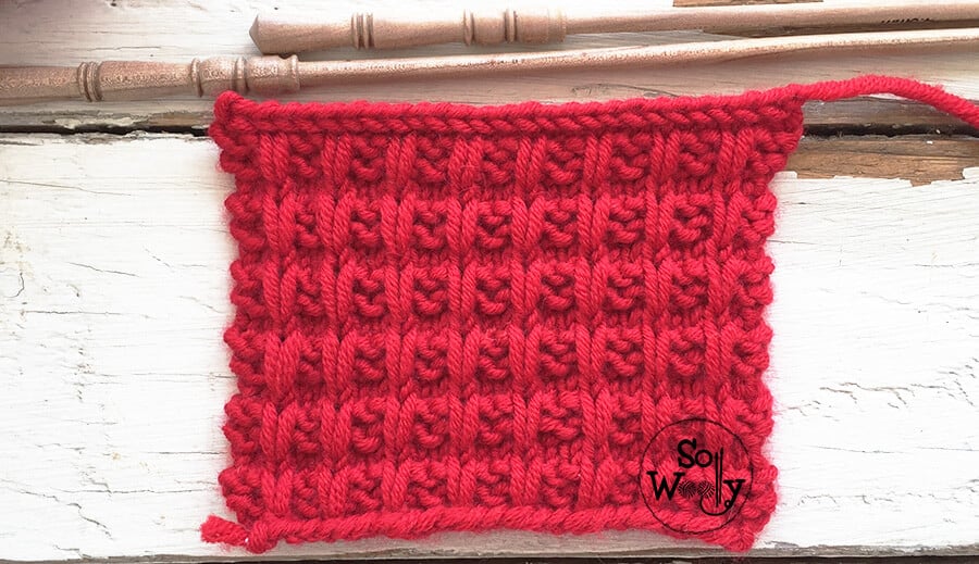 My version of the Waffle knitting stitch pattern - So Woolly