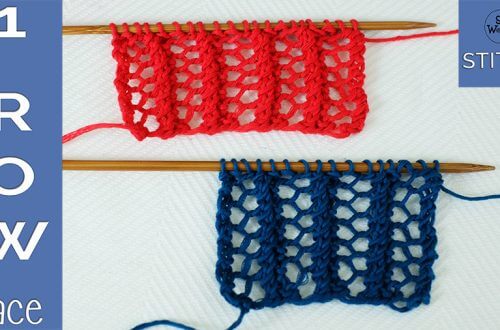 Lace Grid one row knitting stitch pattern
