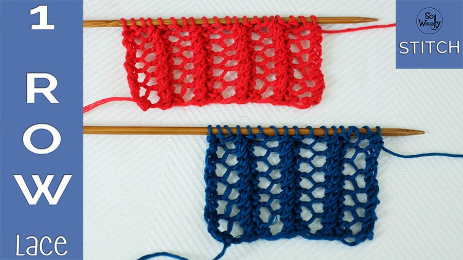 Lace Grid one row knitting stitch pattern