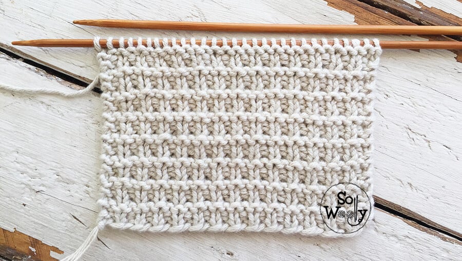 How to knit the Grid stitch: A reversible thick, dense pattern. So Woolly.