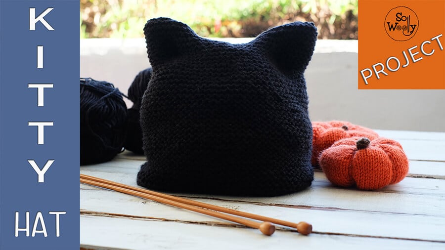 How to knit the easiest Kitty Cat Hat for Halloween - So Woolly