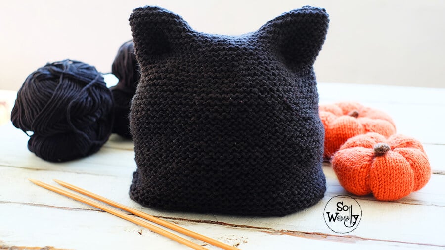 How to knit the easiest Kitty Cat Hat for Halloween. So Woolly.