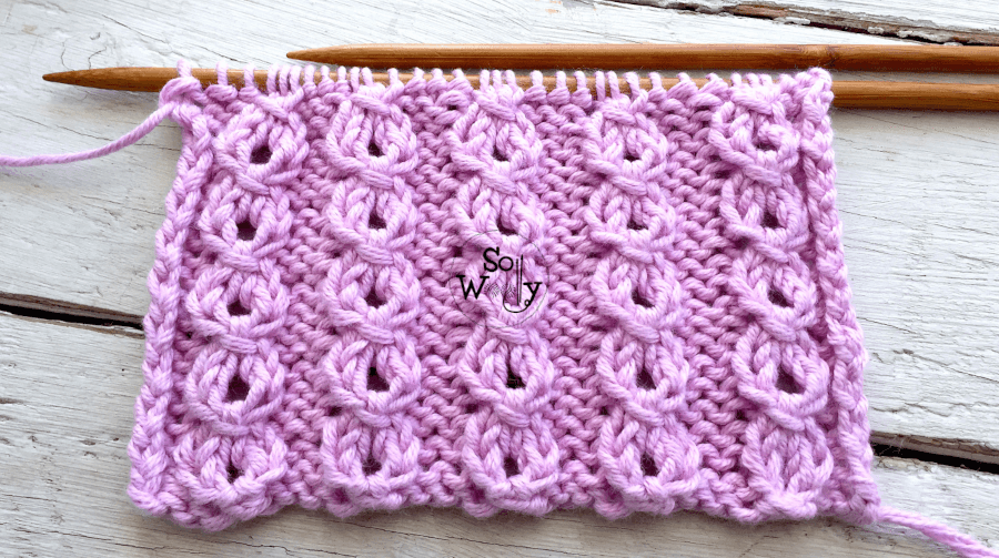 Baby Eyelets Cables knitting stitch pattern and video tutorial