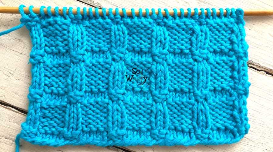 Embossed Blocks: A knitting stitch pattern ideal for beginners (including written instructions and a step by step video tutorial). So Woolly.