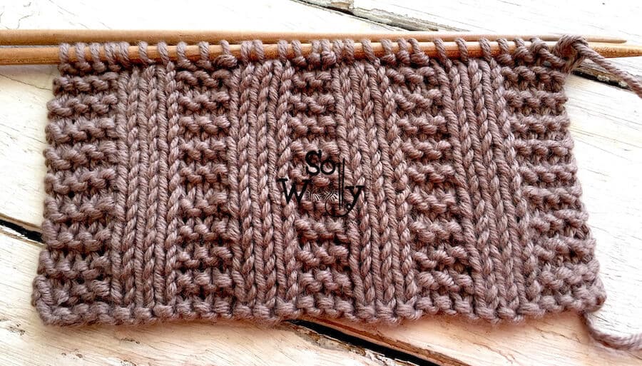 Garter stitch Rib: An easy two-row repeat knitting pattern