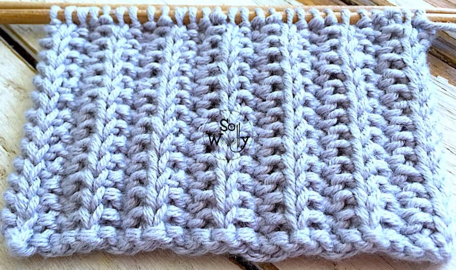 1x1 Rib Stitch Knitting Pattern for Beginners (2 Row Repeat) 