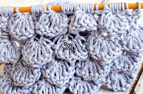 3D Crocodile stitch knitting pattern