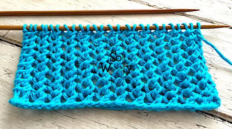 Two-row repeat Mesh stitch knitting pattern (super easy!)