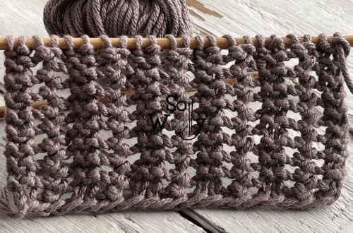 One-row repeat reversible lace knit stitch