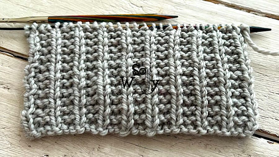 5x1 Flat Rib Stitch Knitting Pattern for Beginners (2 Row Repeat