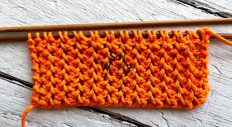 Mock Turkish knitting stitch pattern: Learn to knit lace in two rows. So Woolly.