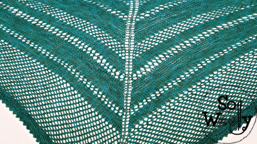 Easy Lace Triangular Shawl after blocking. So Woolly.