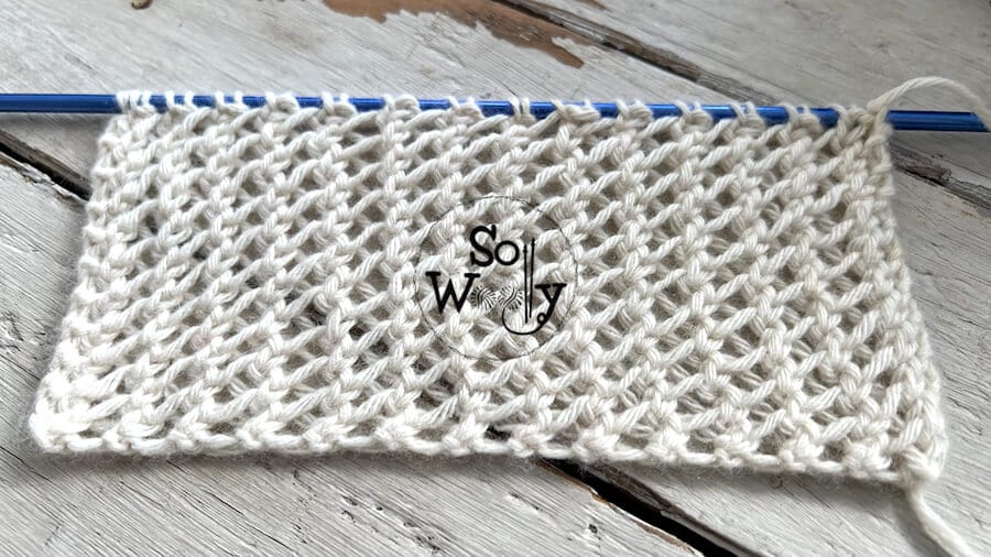 How to knit the Witch's Ladder stitch (a one-row repeat lace pattern). So Woolly.