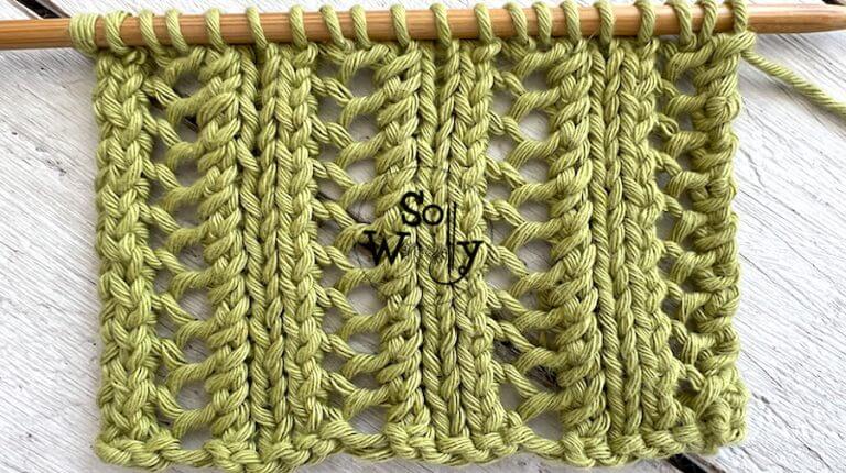 How to knit an easy two-row repeat lace stitch pattern