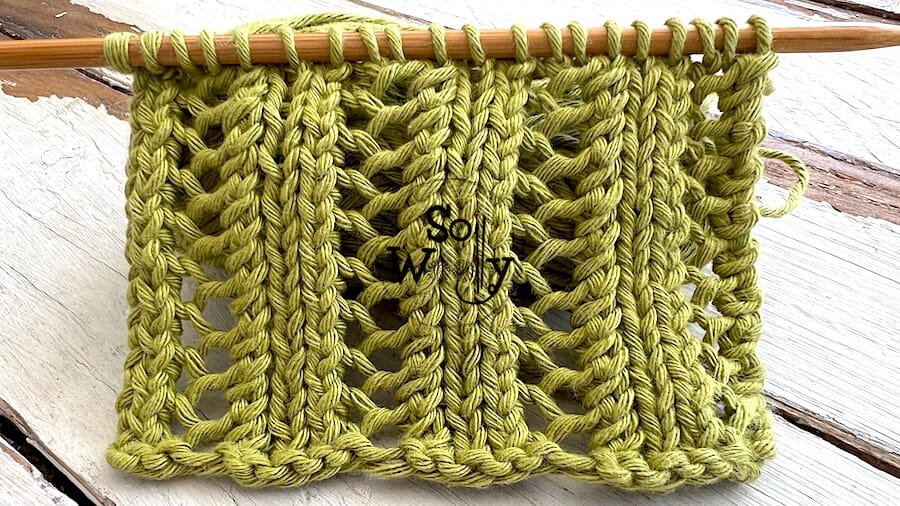 How to knit an easy two-row repeat lace stitch pattern