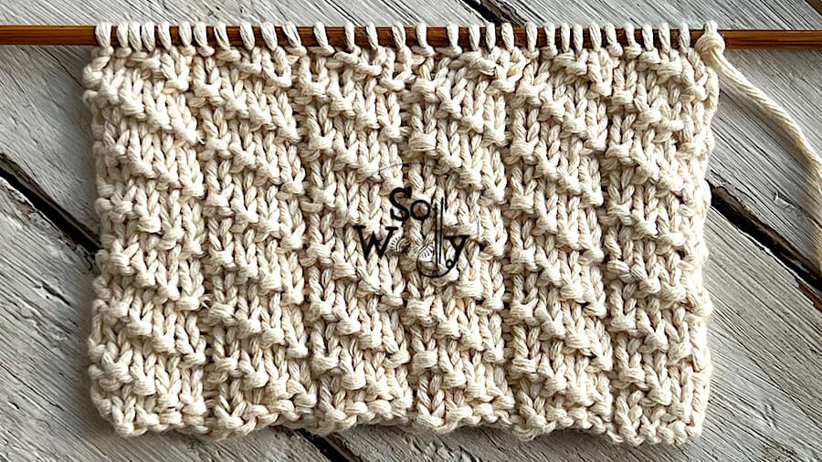 Diagonal Ladders reversible knit stitch pattern. So Woolly.