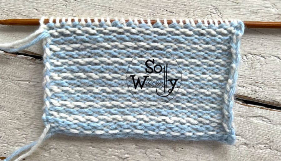 How to knit with two-colors written pattern and video tutorial. So Woolly.