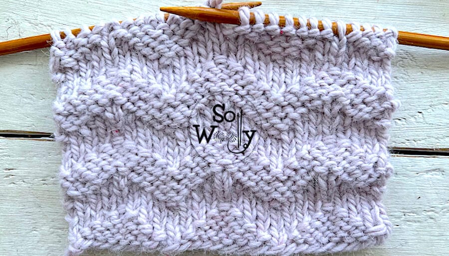 Waved Welt stitch reversible knitting pattern for scarves. So Woolly.