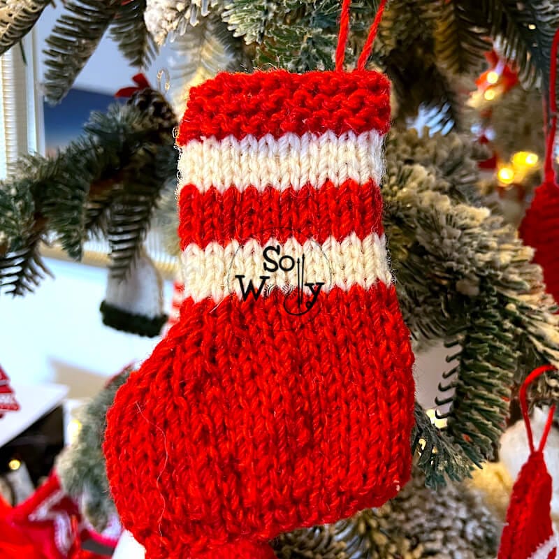 Christmas Decorations knitting pattern: Mini Stockings. So Woolly.