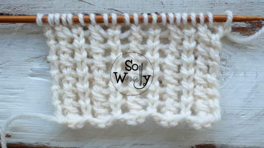 How to knit an easy Two-row Repeat Lace stitch pattern - So Woolly