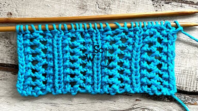 How to knit the Herringbone Lace stitch in two rows