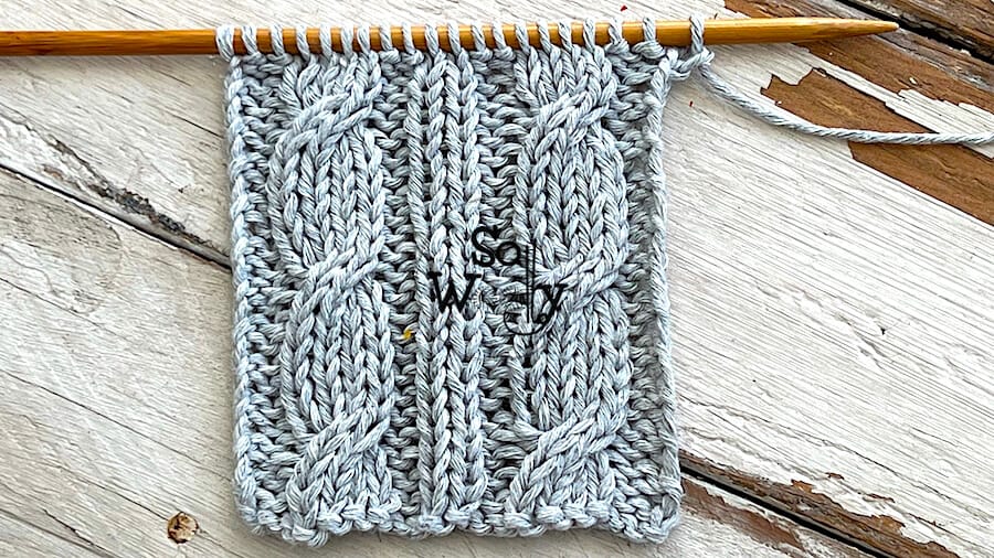 Twisted Twin Cables knit stitch pattern and video tutorial. So Woolly.