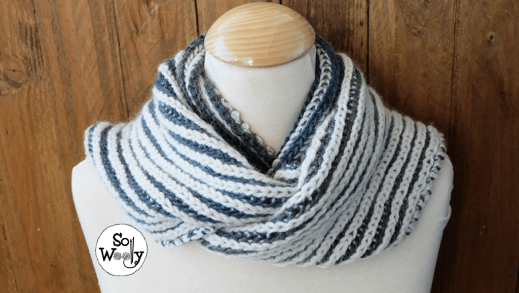 How to knit a Scarf in Two-Color Brioche stitch pattern. So Woolly.