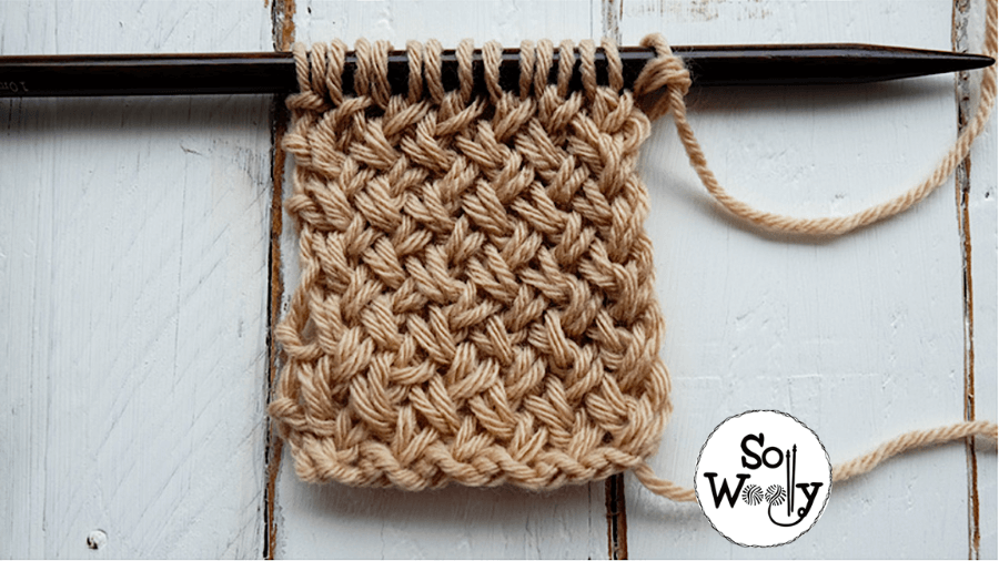 Criss Cross stitch pattern knitted flat. So Woolly.