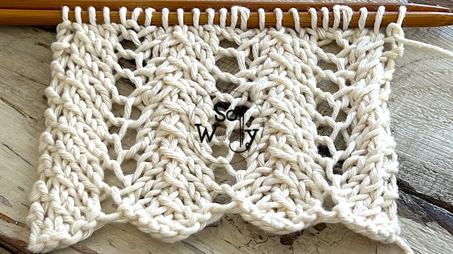 How to knit an easy Two-row Repeat Lace stitch pattern - So Woolly