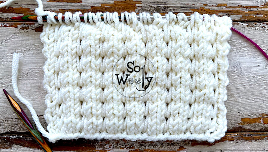 How to knit and bind off a Fancy Honeycomb Brioche stitch (written pattern and tutorial). So Woolly.
