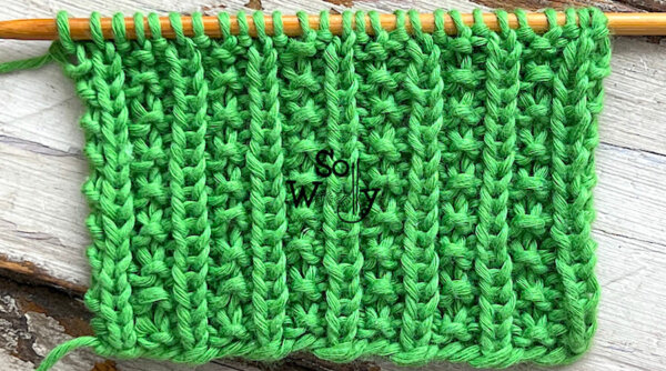How to knit the Beaded Rib-2 rows, reversible, and lays flat